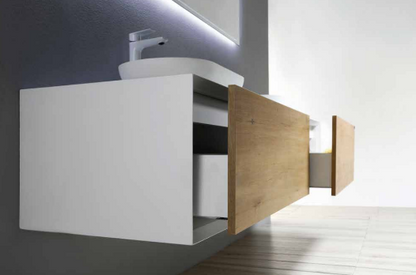 Fiona 72" Wall Mounted Bathroom Vanity with Solid Surface Top and Ceramic Vessel Sinks