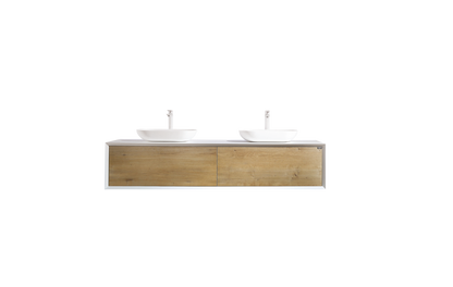 Fiona 72" Wall Mounted Bathroom Vanity with Solid Surface Top and Ceramic Vessel Sinks