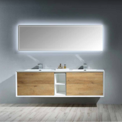 Floy 72" Wall Mounted Bathroom Vanity with Solid Surface Integrated Sink Top