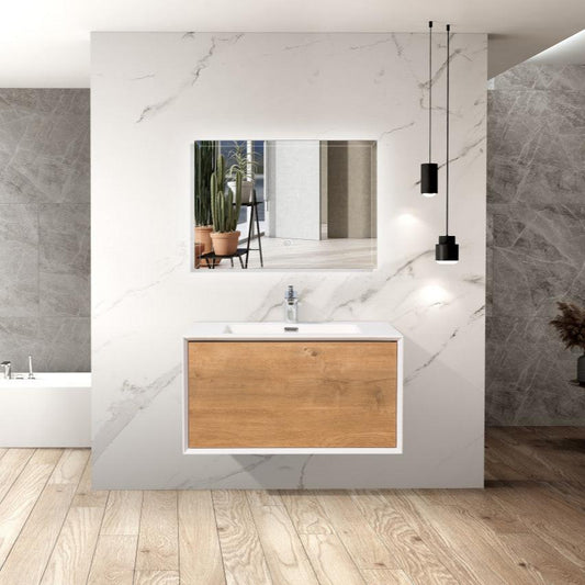 Frula 30" Wall Mounted Bathroom Vanity with Reinforced Acrylic Integrated Sink Top