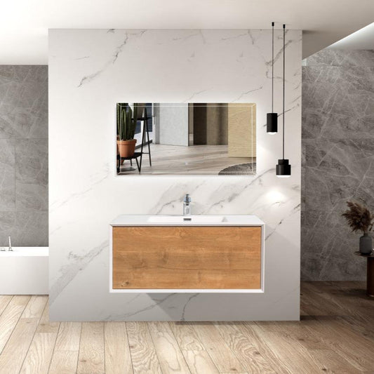 Frula 36" Wall Mounted Bathroom Vanity with Reinforced Acrylic Integrated Sink Top