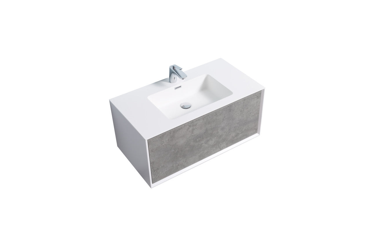 Frula 36" Wall Mounted Bathroom Vanity with Reinforced Acrylic Integrated Sink Top