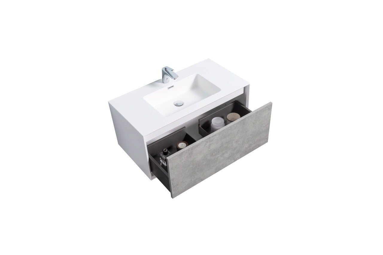 Frula 36" Wall Mounted Bathroom Vanity with Reinforced Acrylic Integrated Sink Top