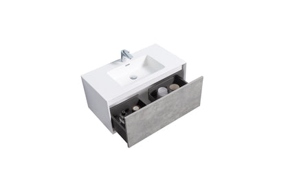 Frula 36" Wall Mounted Bathroom Vanity with Reinforced Acrylic Integrated Sink Top
