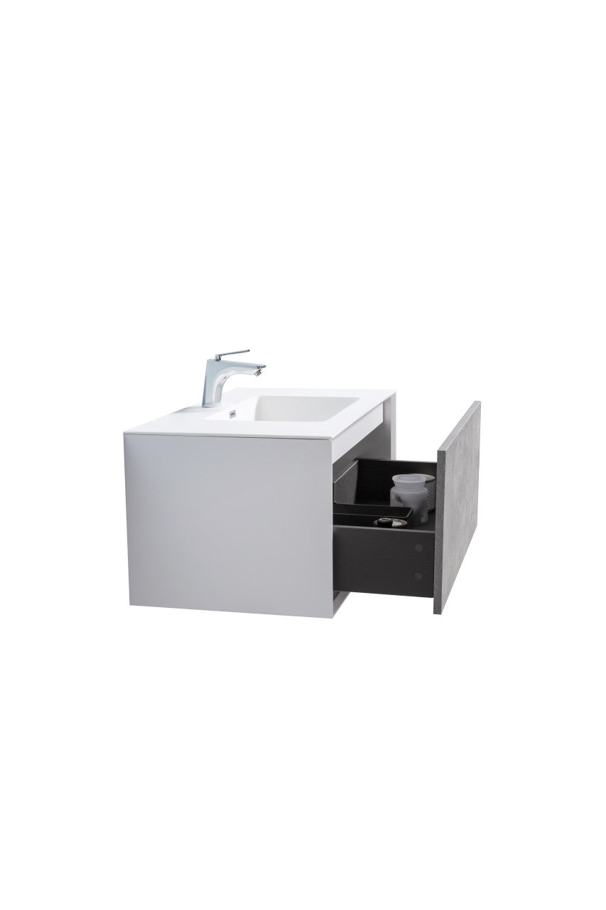 Frula 36" Wall Mounted Bathroom Vanity with Reinforced Acrylic Integrated Sink Top