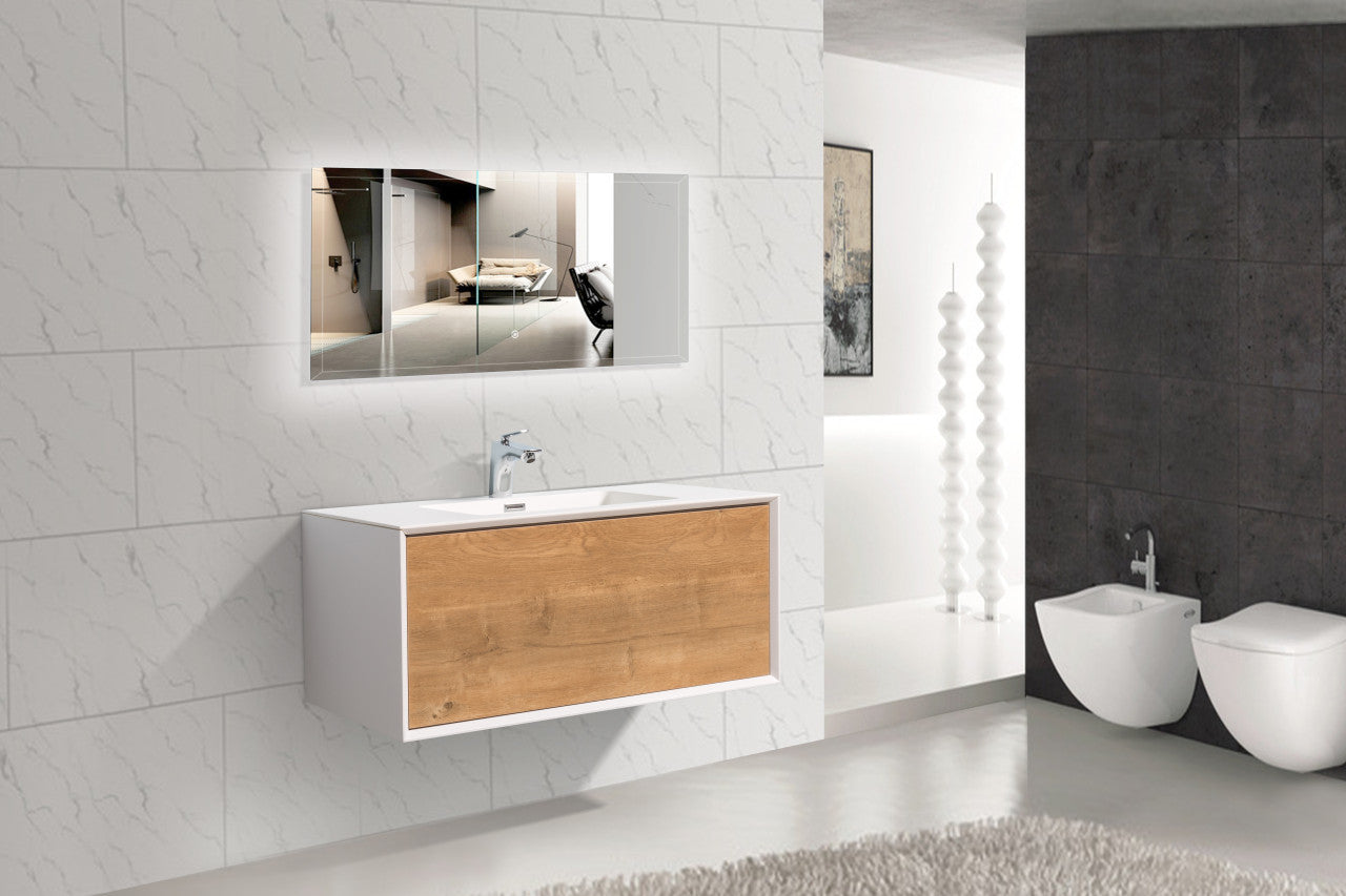 Frula 36" Wall Mounted Bathroom Vanity with Reinforced Acrylic Integrated Sink Top