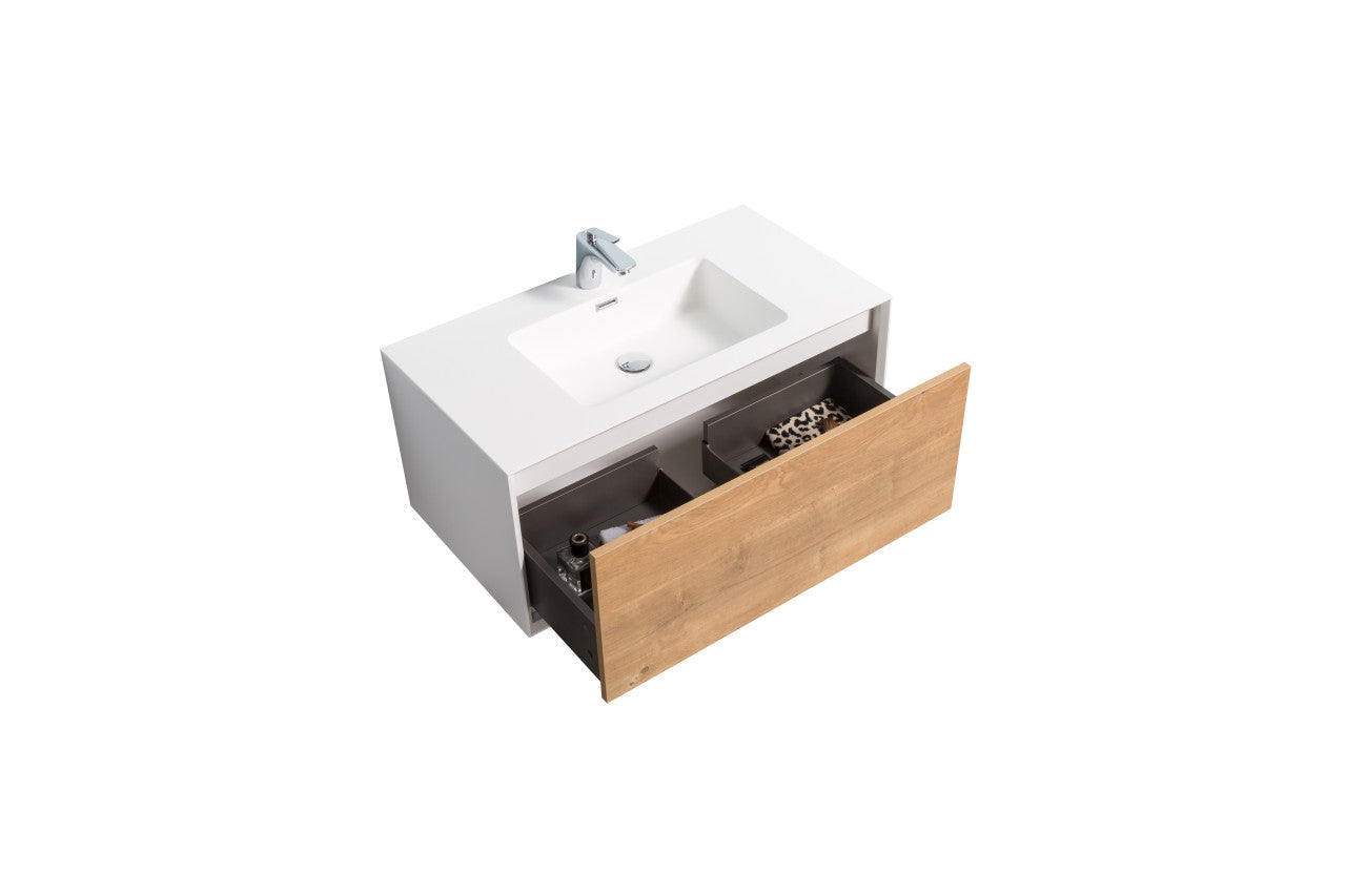 Frula 36" Wall Mounted Bathroom Vanity with Reinforced Acrylic Integrated Sink Top