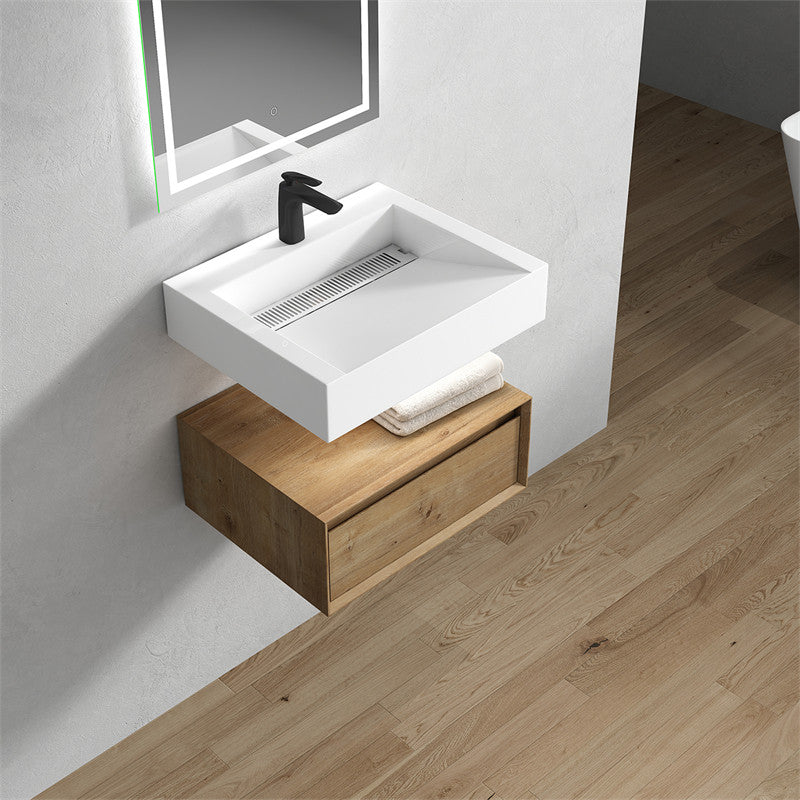 Alysa 24" Wall Mounted Bathroom Vanity with Reinforced Acrylic Integrated Sink Top