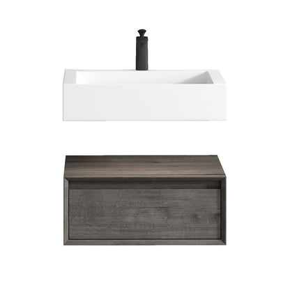 Alysa 24" Wall Mounted Bathroom Vanity with Reinforced Acrylic Integrated Sink Top