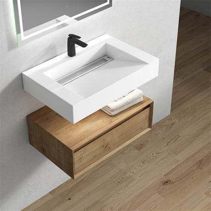 Alysa 30" Wall Mounted Bathroom Vanity with Reinforced Acrylic Integrated Sink Top
