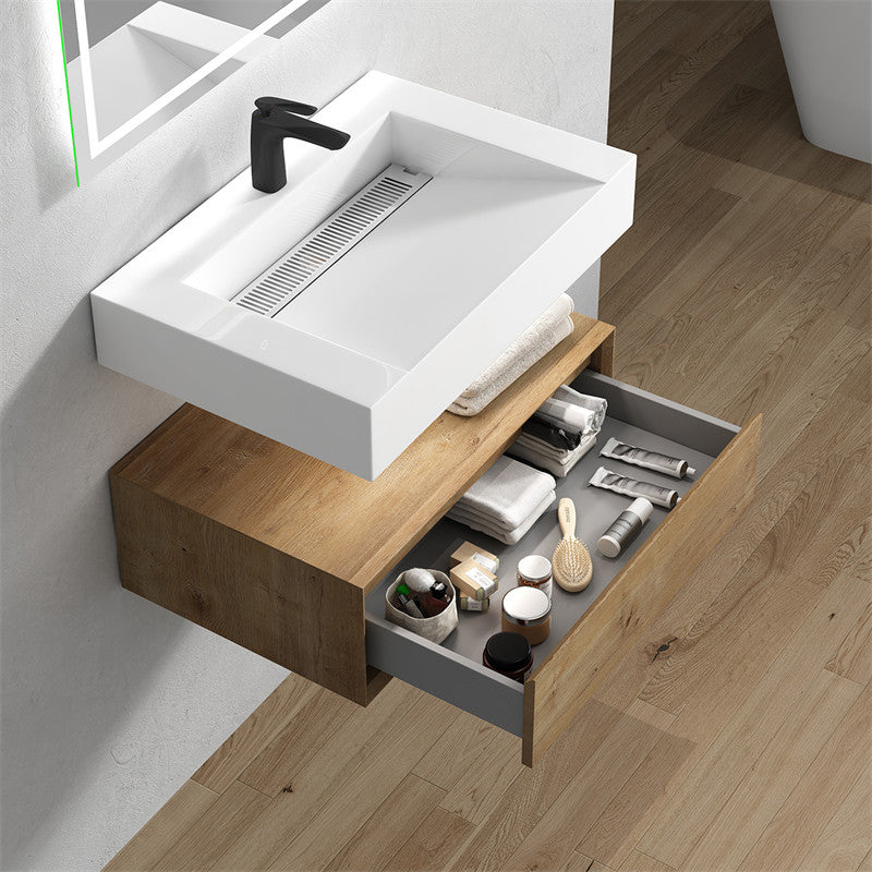 Alysa 30" Wall Mounted Bathroom Vanity with Reinforced Acrylic Integrated Sink Top