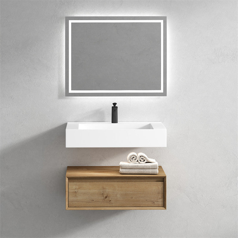 Alysa 30" Wall Mounted Bathroom Vanity with Reinforced Acrylic Integrated Sink Top