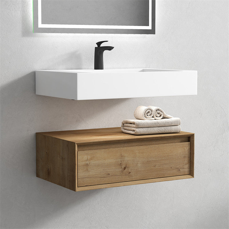 Alysa 30" Wall Mounted Bathroom Vanity with Reinforced Acrylic Integrated Sink Top