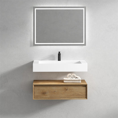 Alysa 36" Wall Mounted Bathroom Vanity with Reinforced Acrylic Integrated Sink Top