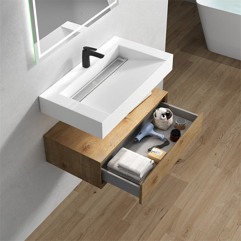 Alysa 36" Wall Mounted Bathroom Vanity with Reinforced Acrylic Integrated Sink Top