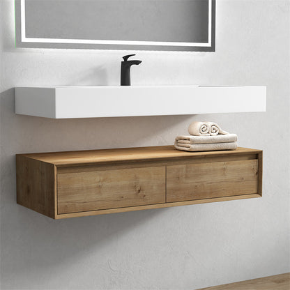 Alysa 60" Wall Mounted Bathroom Vanity with Reinforced Acrylic Integrated Sink Top