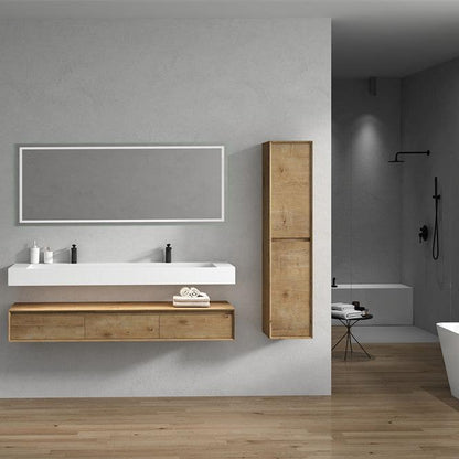 Alysa 72" Wall Mounted Bathroom Vanity with Reinforced Acrylic Integrated Sink Top