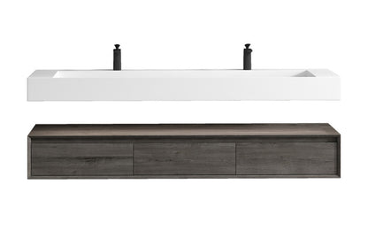 Alysa 72" Wall Mounted Bathroom Vanity with Reinforced Acrylic Integrated Sink Top
