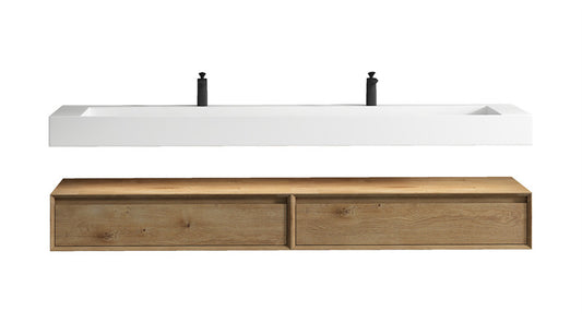 Alysa 84'' Wall Mounted Bathroom Vanity with Reinforced Acrylic Integrated Sink Top