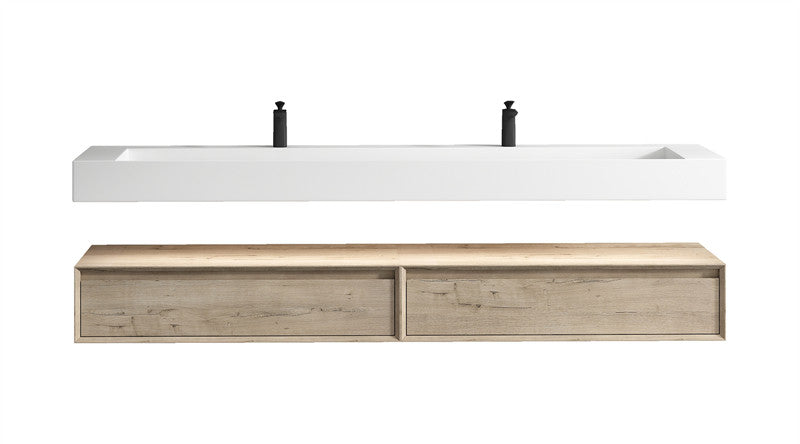 Alysa 84'' Wall Mounted Bathroom Vanity with Reinforced Acrylic Integrated Sink Top