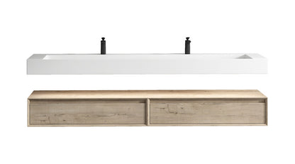 Alysa 84'' Wall Mounted Bathroom Vanity with Reinforced Acrylic Integrated Sink Top