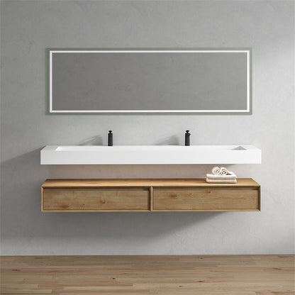 Alysa 84'' Wall Mounted Bathroom Vanity with Reinforced Acrylic Integrated Sink Top