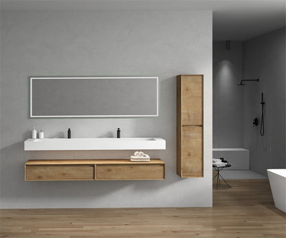 Alysa 84'' Wall Mounted Bathroom Vanity with Reinforced Acrylic Integrated Sink Top