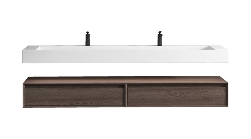 Alysa 84'' Wall Mounted Bathroom Vanity with Reinforced Acrylic Integrated Sink Top