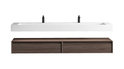 Alysa 84'' Wall Mounted Bathroom Vanity with Reinforced Acrylic Integrated Sink Top