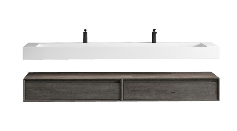 Alysa 84'' Wall Mounted Bathroom Vanity with Reinforced Acrylic Integrated Sink Top