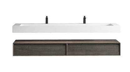 Alysa 84'' Wall Mounted Bathroom Vanity with Reinforced Acrylic Integrated Sink Top