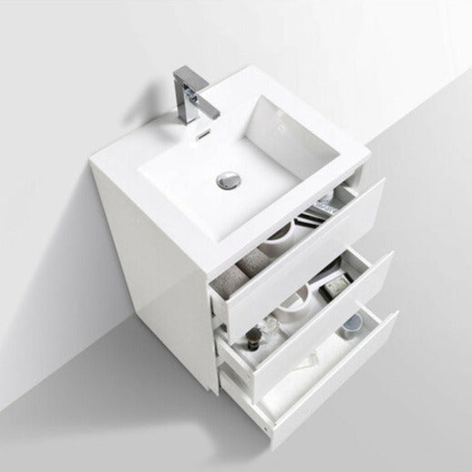 Angeles 24" Freestanding Bathroom Vanity with Reinforced Acrylic Integrated Sink Top