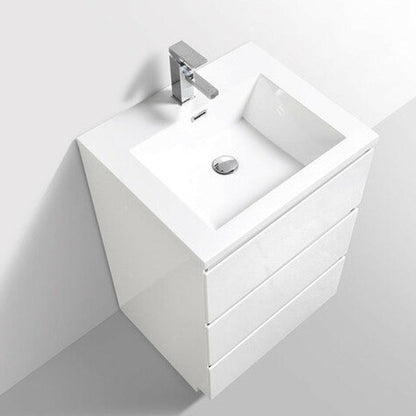 Angeles 24" Freestanding Bathroom Vanity with Reinforced Acrylic Integrated Sink Top