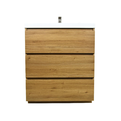 Angeles 30" Freestanding Bathroom Vanity with Reinforced Acrylic Integrated Sink Top