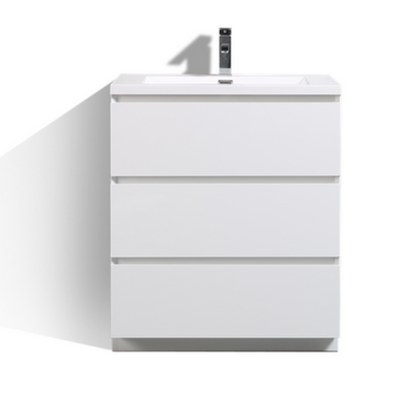 Angeles 30" Freestanding Bathroom Vanity with Reinforced Acrylic Integrated Sink Top
