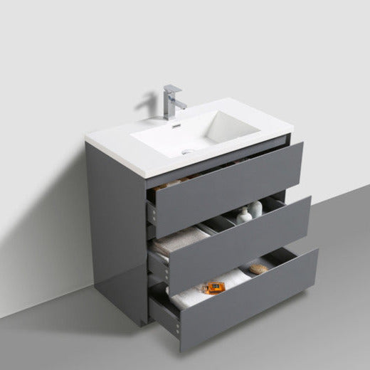 Angeles 36" Freestanding Bathroom Vanity with Reinforced Acrylic Integrated Sink Top