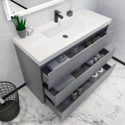 Angeles 42" Freestanding Bathroom Vanity with Reinforced Acrylic Integrated Sink Top