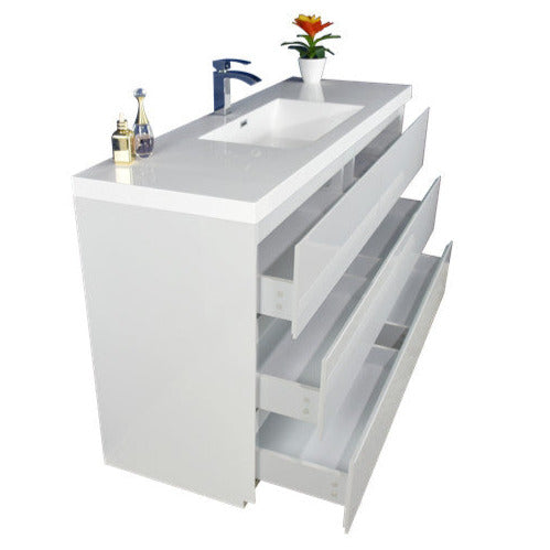 Angeles 60" Freestanding Bathroom Vanity with Reinforced Acrylic Integrated Sink Top