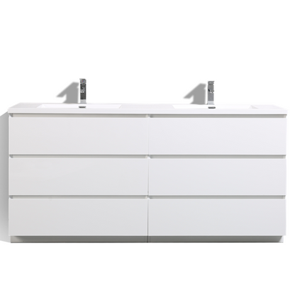 Angeles 72" Freestanding Bathroom Vanity with Reinforced Acrylic Integrated Sink Top