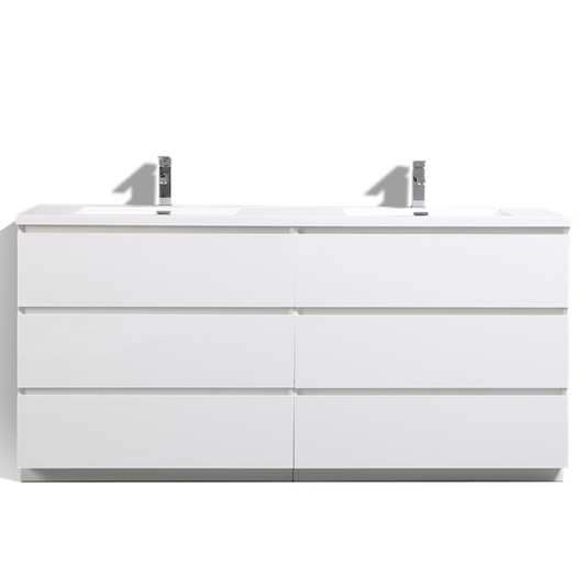 Angeles 72" Freestanding Bathroom Vanity with Reinforced Acrylic Integrated Sink Top