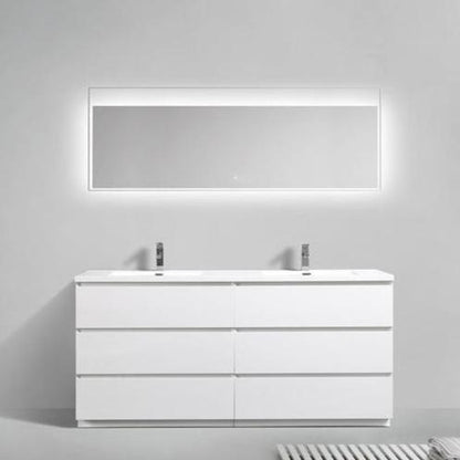 Angeles 72" Freestanding Bathroom Vanity with Reinforced Acrylic Integrated Sink Top