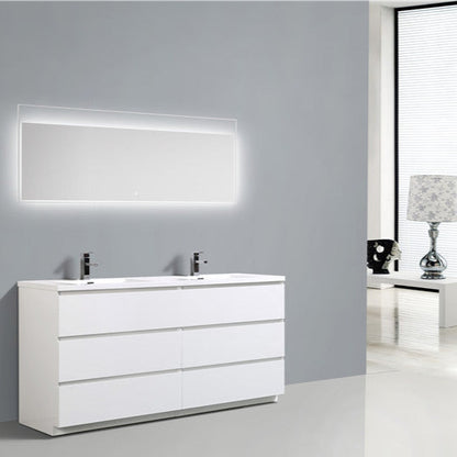 Angeles 72" Freestanding Bathroom Vanity with Reinforced Acrylic Integrated Sink Top