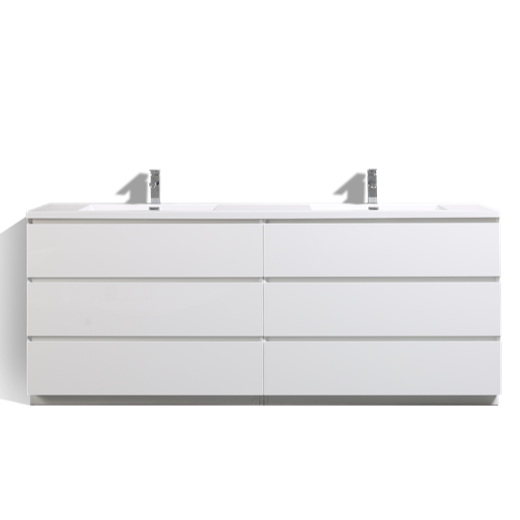 Angeles 84" Freestanding Bathroom Vanity with Reinforced Acrylic Integrated Sink Top