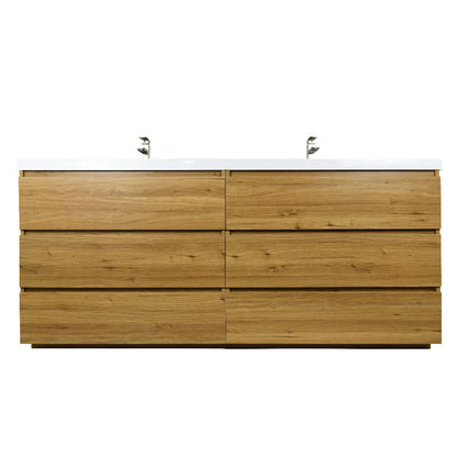 Angeles 84" Freestanding Bathroom Vanity with Reinforced Acrylic Integrated Sink Top