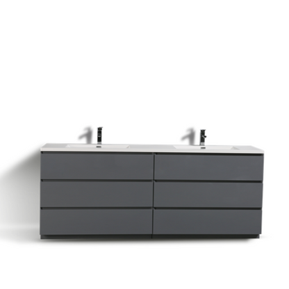 Angeles 84" Freestanding Bathroom Vanity with Reinforced Acrylic Integrated Sink Top
