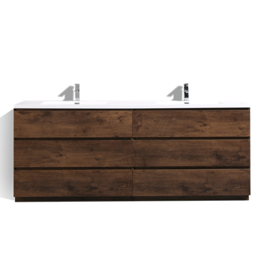 Angeles 84" Freestanding Bathroom Vanity with Reinforced Acrylic Integrated Sink Top