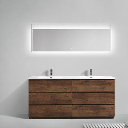 Angeles 84" Freestanding Bathroom Vanity with Reinforced Acrylic Integrated Sink Top