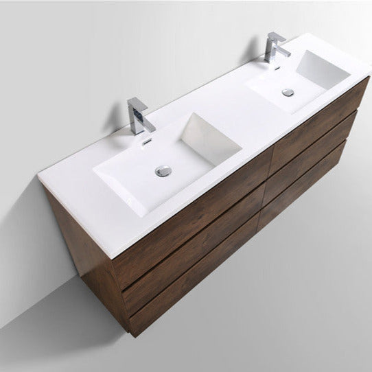 Angeles 84" Freestanding Bathroom Vanity with Reinforced Acrylic Integrated Sink Top