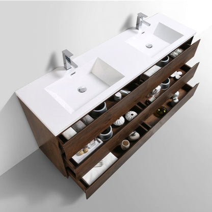 Angeles 84" Freestanding Bathroom Vanity with Reinforced Acrylic Integrated Sink Top