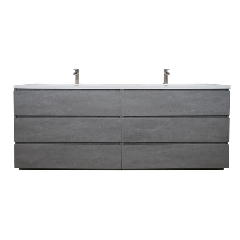 Angeles 84" Freestanding Bathroom Vanity with Reinforced Acrylic Integrated Sink Top